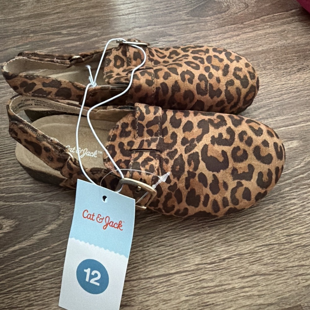 Cat & Jack Clogs Toddler 12 Brown Leopard NWT Berlin Slingback Buckle Shoes NEW